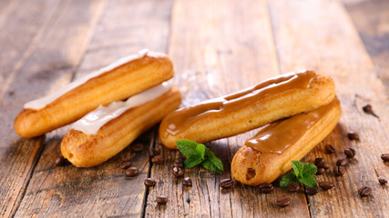 coffee and vanilla eclair- traditional french pastry