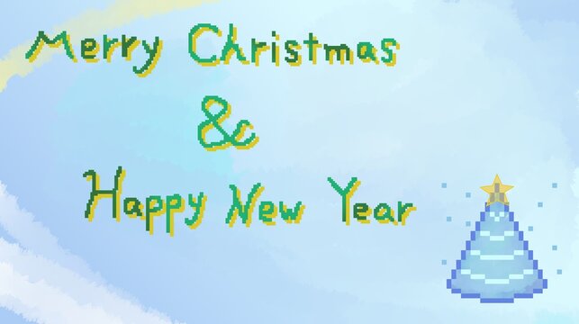 クリスマスと年賀状を兼ねたカードです。寒色系にまとめてみました。