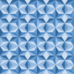 Blue mosaic background. Seamless geometric pattern. Stars made out of triangles. Crystal texture. Vector illustration EPS10.