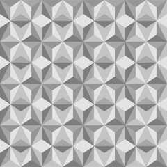 Grey mosaic background. Seamless geometric pattern. Stars made out of triangles. Crystal texture. Vector illustration EPS10.
