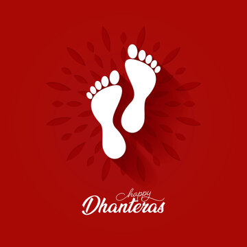 Happy dhanteras illustration with god footprint.