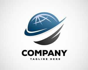 abstract world globe earth slash logo icon symbol design template