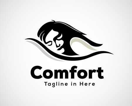 women sleeping comfort care logo symbol design illustration