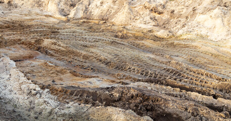 Tracks from a truck on the ground