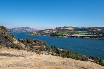 The mighty Columbia River forms the border between Oregon and Washington State near Lyle, WA
