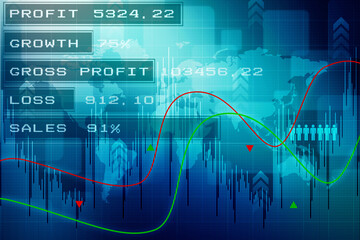 2d rendering Stock market online business concept. business Graph 