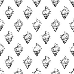 Seamless pattern with seashells. Marine background.  Hand drawn vector illustration in sketch style. Perfect for greetings, invitations, coloring books, textile, wedding and web design.