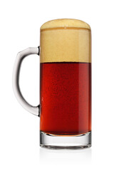 Cup of red dark beer isolated on a white.