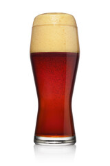 Glass of dark ale or beer isolated on a white