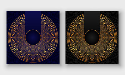 Luxury mandala background with floral ornament pattern. Hand drawn gold mandala design. Vector mandala template for decoration invitation, cards, wedding, logos, cover, brochure, flyer, banner.