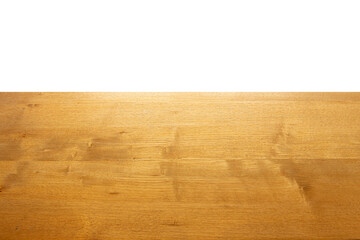 Fototapeta premium Top view wooden table on isolated white background