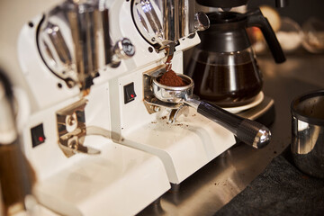 Ground coffee ready to be prepared in espresso machine