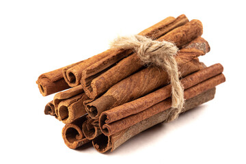 Isolated bandaged bunch of cinnamon sticks