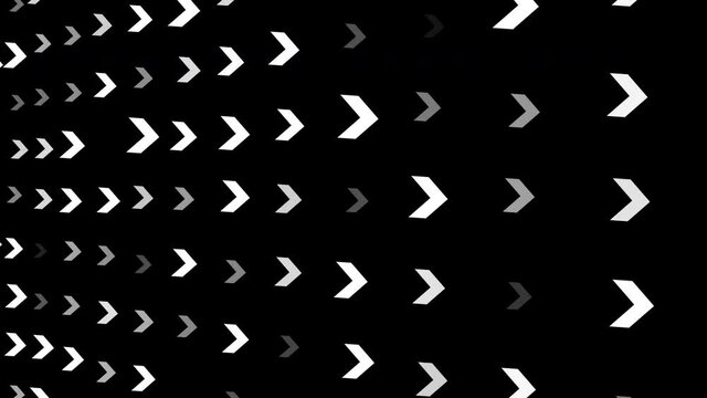 Motion moving white arrow head geometric shapes showing direction  