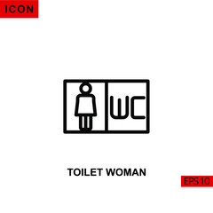 Icon toilet woman. Outline, line or linear vector icon symbol sign collection for mobile concept and web apps design.