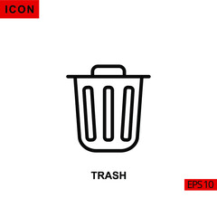 Icon trash. Outline, line or linear vector icon symbol sign collection for mobile concept and web apps design.