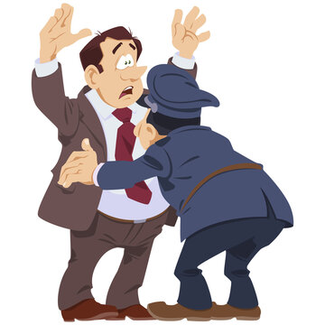 recommend clip art: Police officer searches businessman.