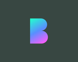 Abstract colorful gradient letter B logo icon design. Universal solid vector symbol sign logotype. Creative print initial emblem icon isolated on dark background.