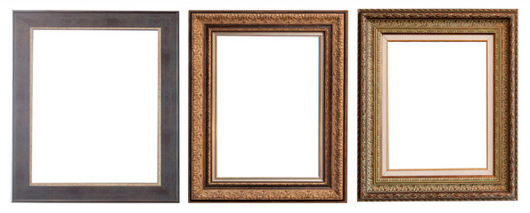 Frames picture baguettes isolated on white background set.