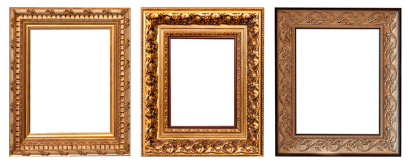 Frames picture baguettes isolated on white background set.