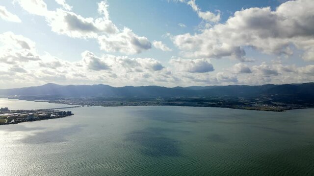 滋賀県琵琶湖上空から
