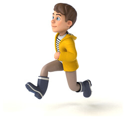 Fun cartoon kid with rain gear