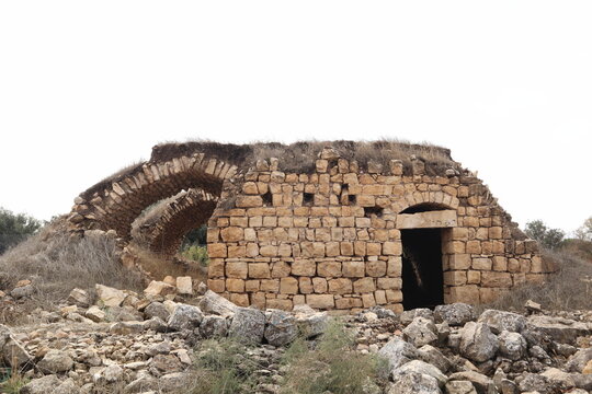 an ancient stone house with arches at Meron mountain range in Galilee
