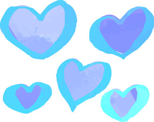 Cold Watercolor-like handwriting Cute heart with Blue frame