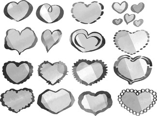 Monochrome Watercolor-like handwriting Cute heart with Black frame