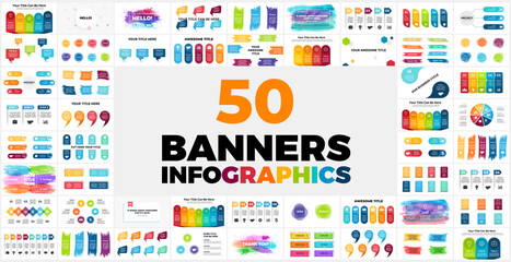 50 Banners Infographic templates. Perfect for any purpose from Presentation or Web Elements to Print or Graphics. - obrazy, fototapety, plakaty