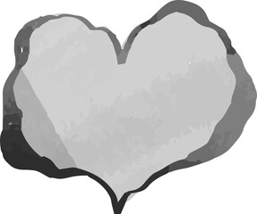 Fototapeta premium Monochrome Watercolor-like handwriting Cute heart with Black frame