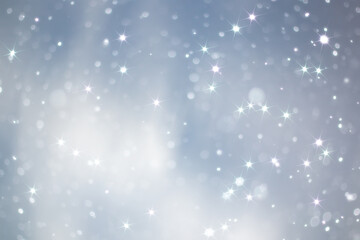blue snowfall bokeh background, abstract snowflake background on blurred abstract blue