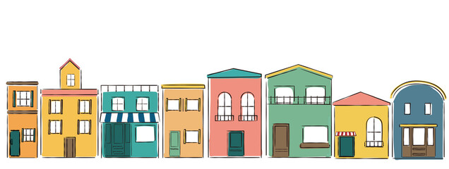 pariの街並みのようなカラフルな建物
