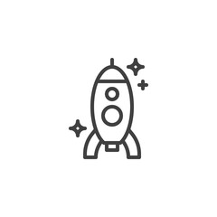 Obraz na płótnie Canvas Toy rocket line icon. linear style sign for mobile concept and web design. Spaceship rocket outline vector icon. Symbol, logo illustration. Vector graphics