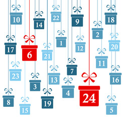 advent calendar 1 to 24 on christmas presents