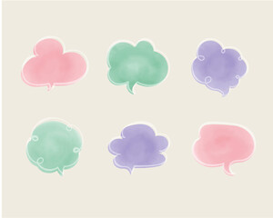 手描きのシンプルな水彩風吹き出し素材のセット