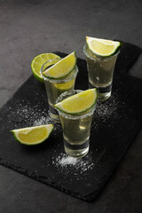 tequila drink with salt and lime.