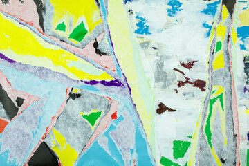 Torn colourful paper. Abstract background with ripped and crumpled pieces of colored paper.