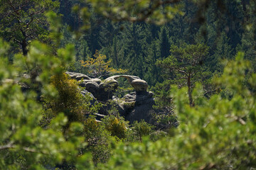 Two birds rock arch (Ptaci polibek) in Czech Paradise, Czech Republic