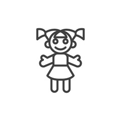 Doll toy line icon. linear style sign for mobile concept and web design. Baby doll outline vector icon. Symbol, logo illustration. Vector graphics