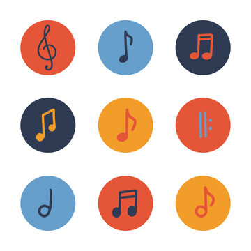 Big vector highlights cover icon set for social media stories. Notes icons. Music theme. Hand drawn round templates for contemporary bloggers.