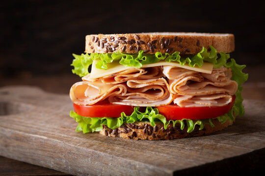 sandwich with ham and vegetables