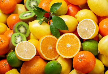 fresh ripe fruits as background