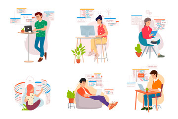 people programmers work on a computer, write codes in different programming languages.