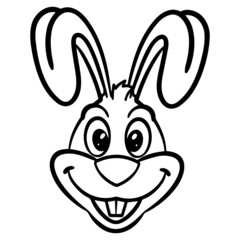 funny comic rabbit head. outline, comic, monochrome.
