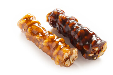 Walnuts on a string dipped in starch grape molasses. Churchkhela. Walnut sujuk.