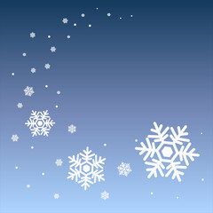 Abstract winter blue background with snowflakes. Blue gradient. Vector illustration