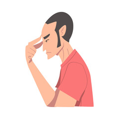 Embarrassed Man Covering his Face with Hand, Regretful Person Sorry, Apologizing and Admitting His Guilt Style Vector Illustration Cartoon Style Vector Illustration