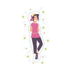Healthy Teenage Girl Reflecting Bacteria and Viruses, Strong Immune System Concept Cartoon Style Vector Illustration