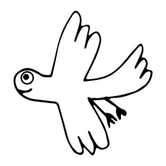 Obraz premium Tropic cartoon doodle bird isolated on white background. Vector illustration.